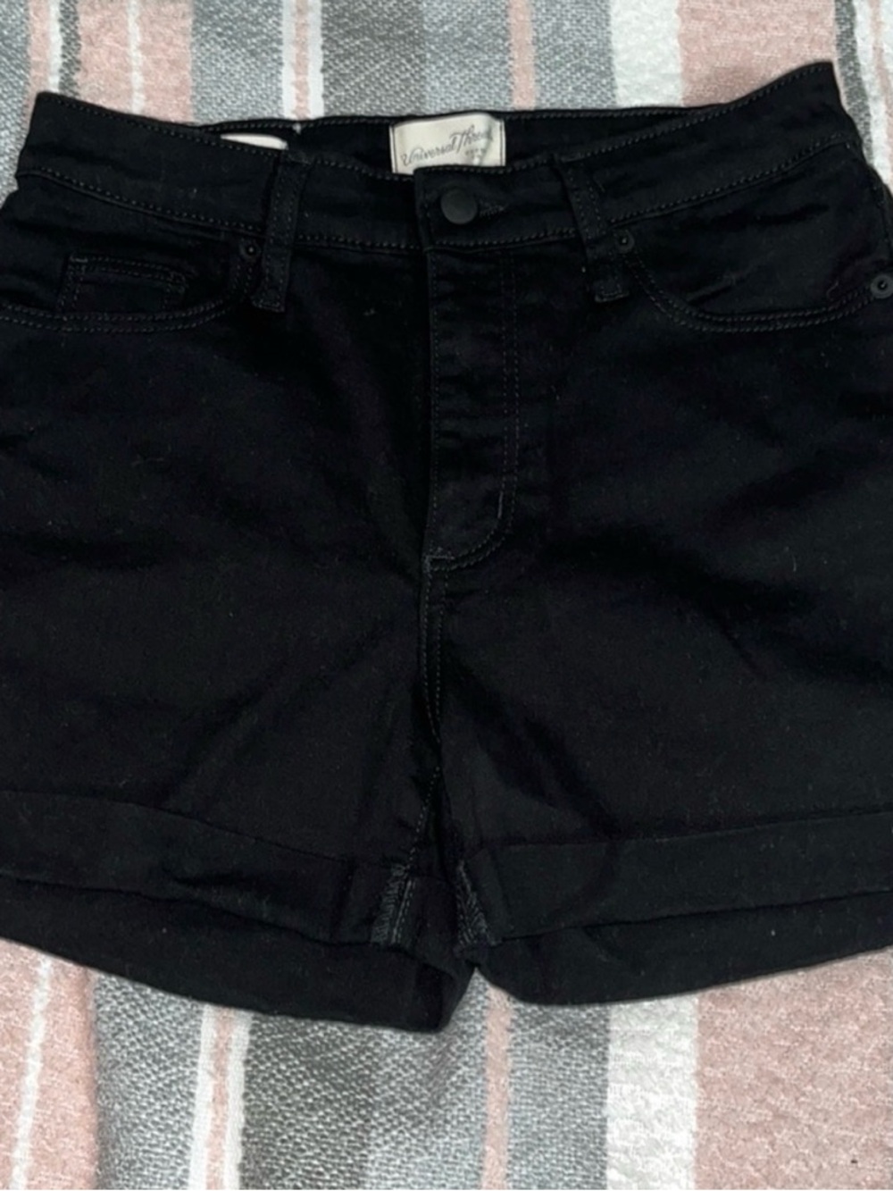 Universal Thread Black High-Waist Cuffed Denim Shorts